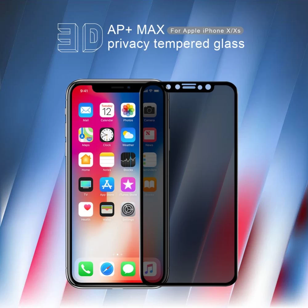 Apple iPhone X защитное стекло черный Nillkin 3D AP+MAX Tempered Glass