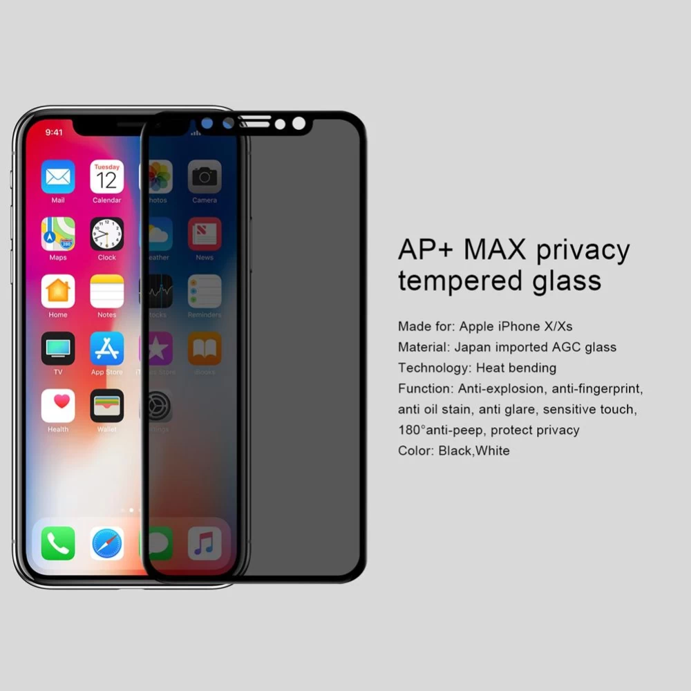 Apple iPhone X защитное стекло черный Nillkin 3D AP+MAX Tempered Glass