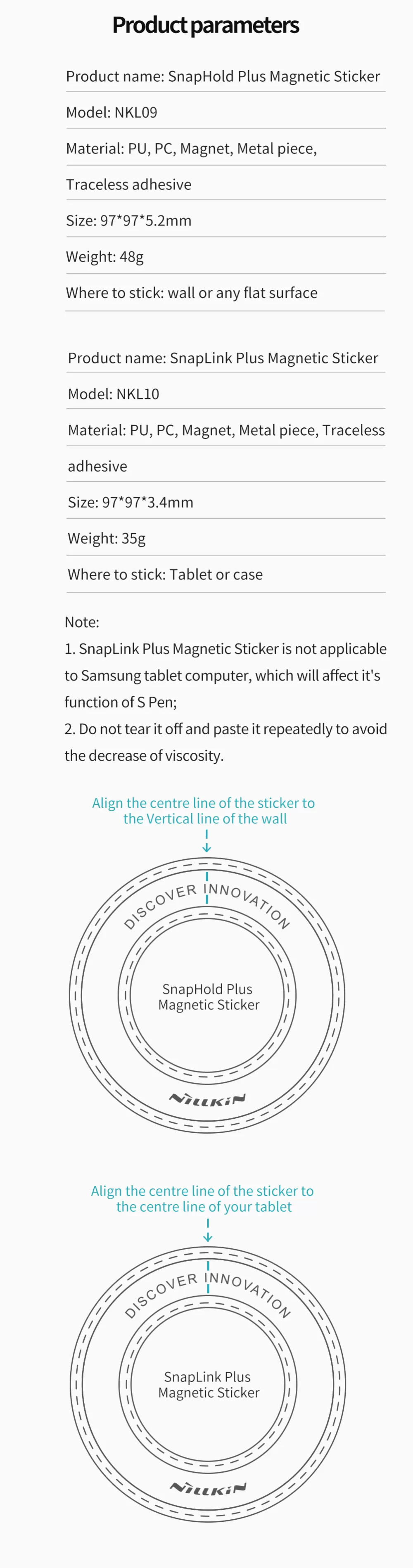  Magnetic Plate NILLKIN SNAPLINK PLUS MAGNETIC STICKER (1PC) 