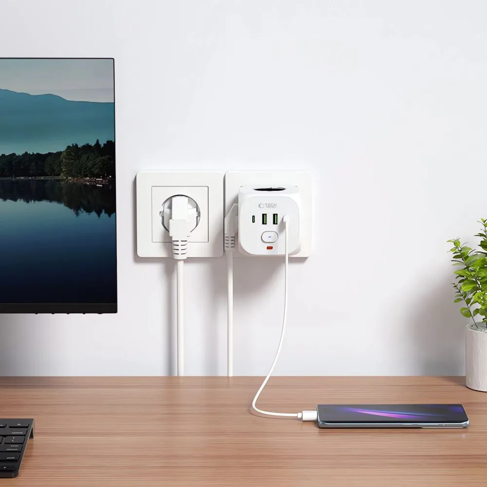 Tarvikud Other TECH-PROTECT PCL3X4 POWER SOCKET 2 USB & TYPE-C 3  valge