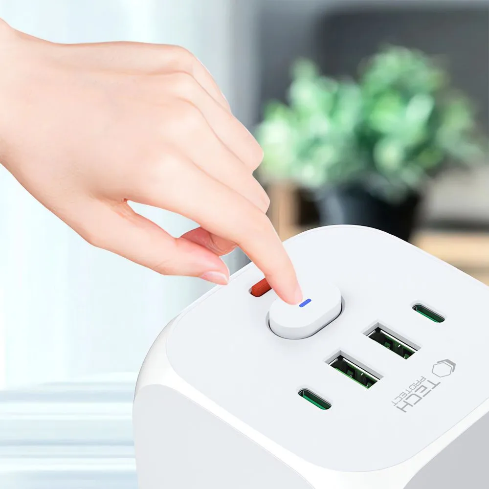 Tarvikud Other TECH-PROTECT PCL3X4 POWER SOCKET 2 USB & TYPE-C 3  valge