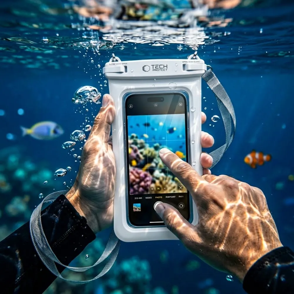 Puhelintarvikkeet Other suojakuori, suojakotelo valkoinen TECH-PROTECT UWC7 UNIVERSAL WATERPROOF FLOATING CASE 6.9 INCH
