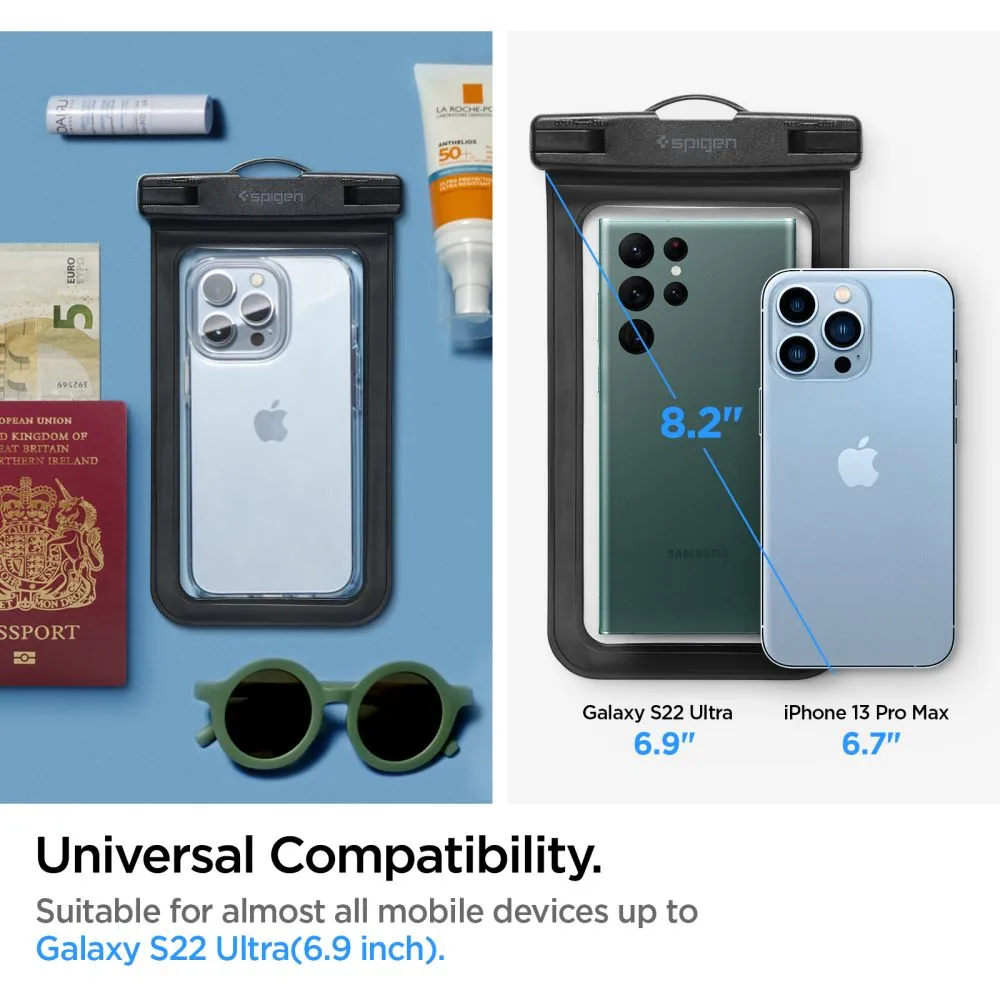  Dažādi telefona maciņš melns SPIGEN A601 UNIVERSAL WATERPROOF CASE 2-PACK