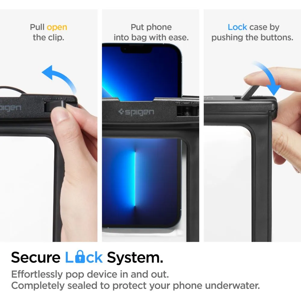 Dažādi telefona maciņš melns SPIGEN A601 UNIVERSAL WATERPROOF CASE 2-PACK