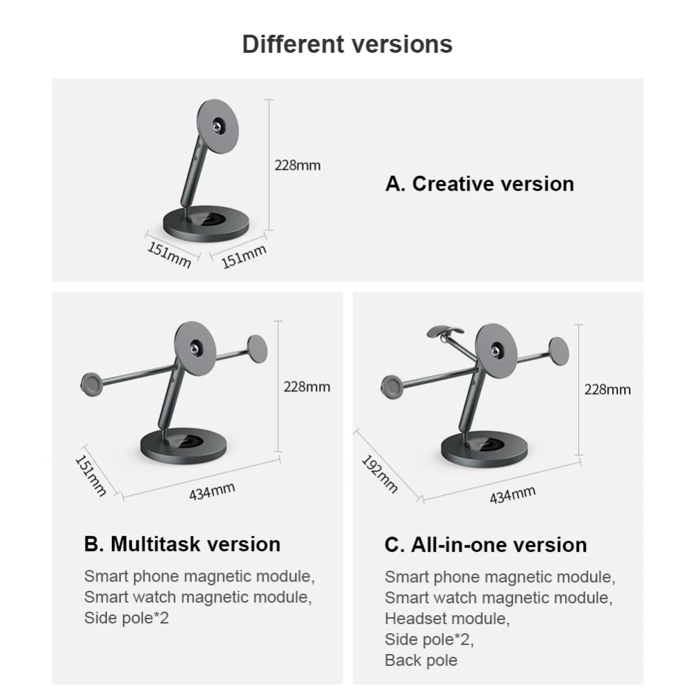 Priedai Other NILLKIN SnapBranch Modular Device Station (All-in-one version)  pilkas