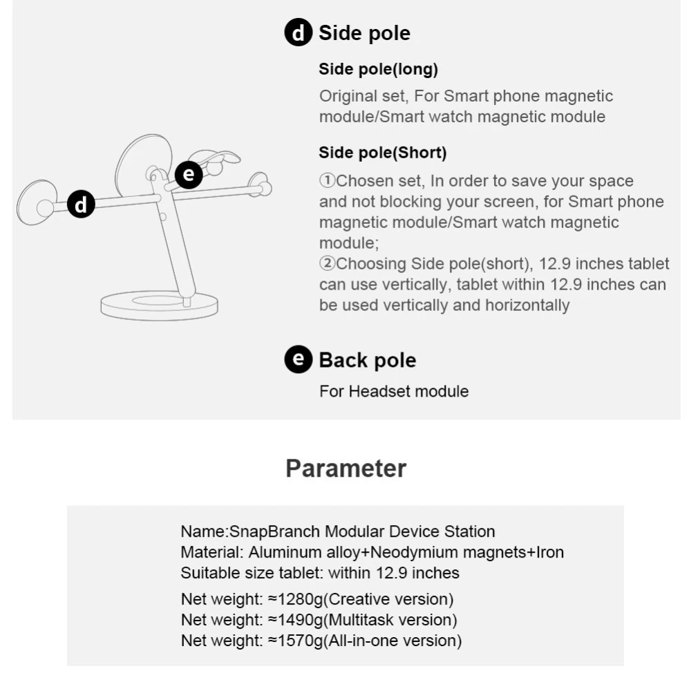 Priedai Other NILLKIN SnapBranch Modular Device Station (All-in-one version)  pilkas