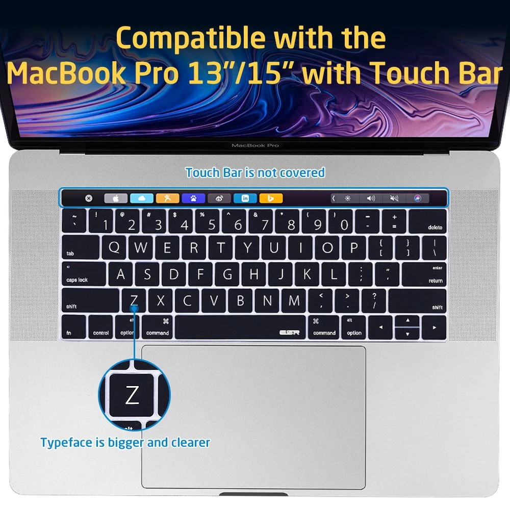 Puhelintarvikkeet Other ESR Keyboard Cover Macbook PRO 2016/2017/2018US Standart musta