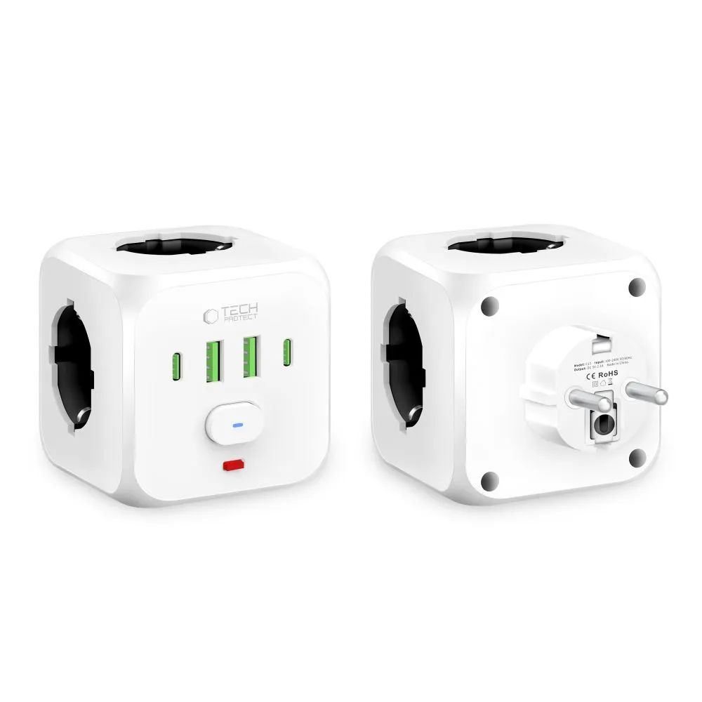 Aксессуары Other TECH-PROTECT PCL3X4 POWER SOCKET 2 USB & TYPE-C 3 белый