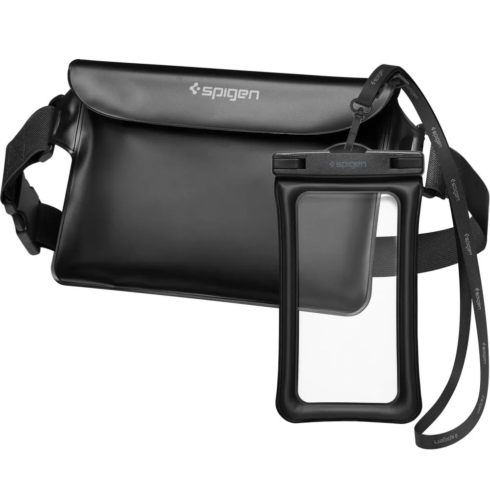 Dažādi telefona maciņš melns SPIGEN A621 UNIVERSAL WATERPROOF CASE & WAIST BAG
