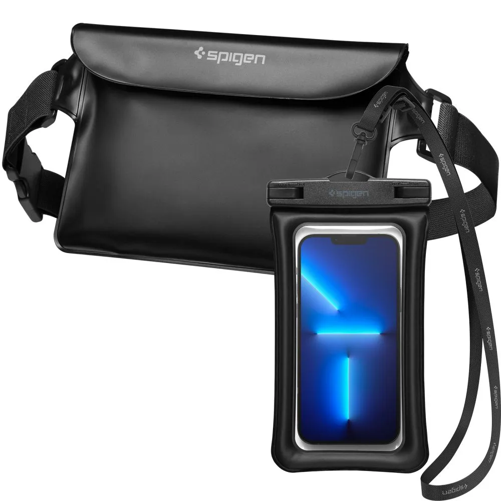 Dažādi telefona maciņš melns SPIGEN A621 UNIVERSAL WATERPROOF CASE & WAIST BAG