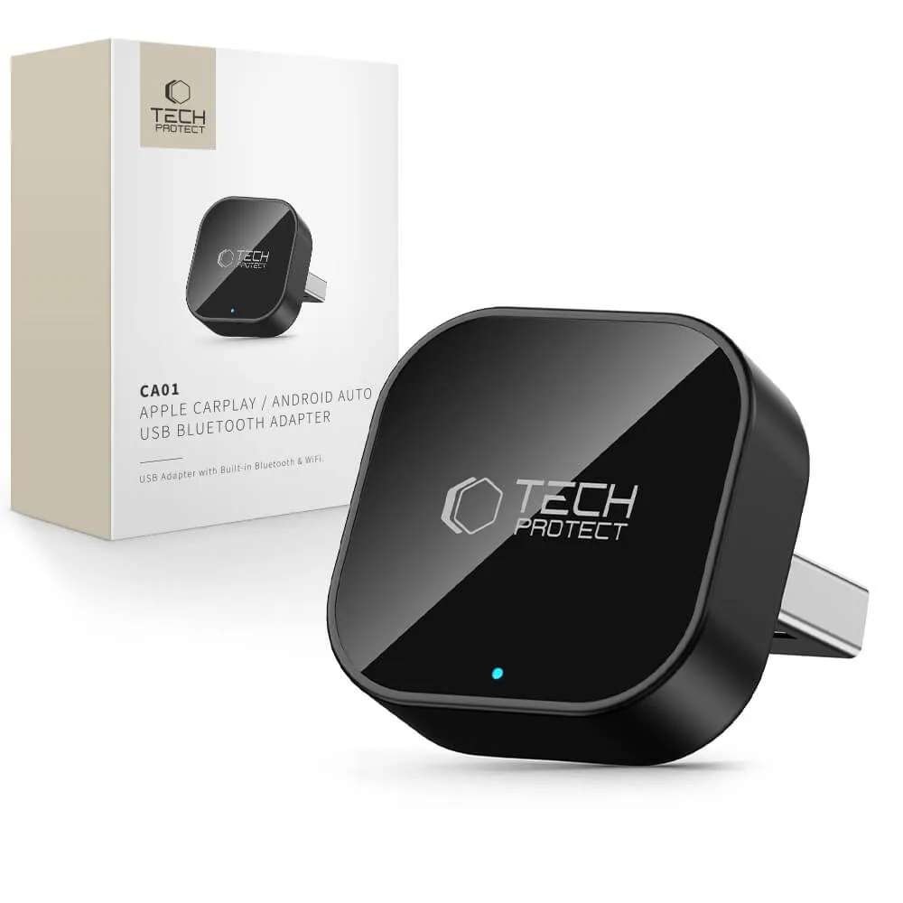 Dažādi TECH-PROTECT ULTRABOOST CA01 APPLE CARPLAY / ANDROID AUTO ADAPTER USB BLUETOOTH 5.4 Viedierīču melns