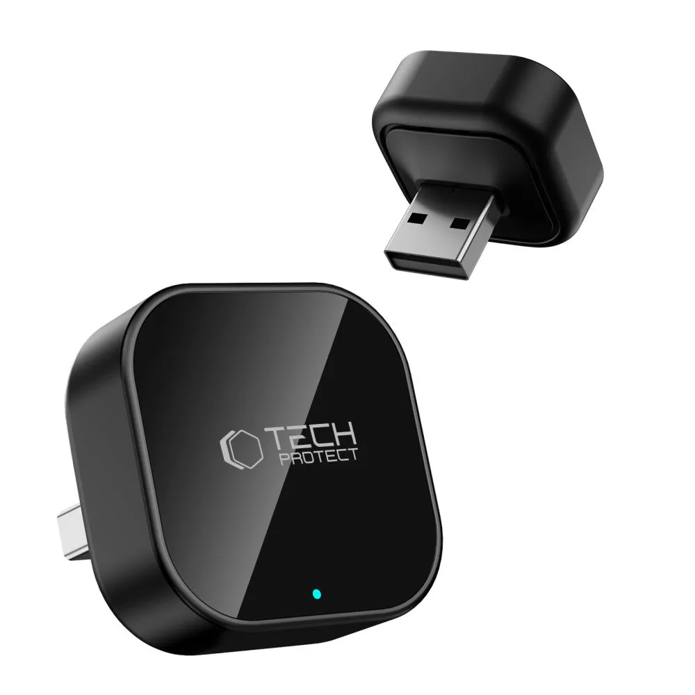 Dažādi TECH-PROTECT ULTRABOOST CA01 APPLE CARPLAY / ANDROID AUTO ADAPTER USB BLUETOOTH 5.4 Viedierīču melns