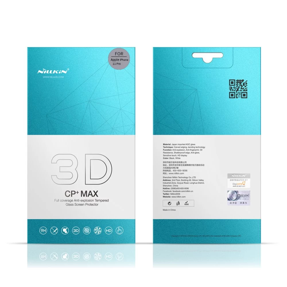 Apple iPhone XS aizsargstikls melns Nillkin 3D CP+MAX Tempered Glass