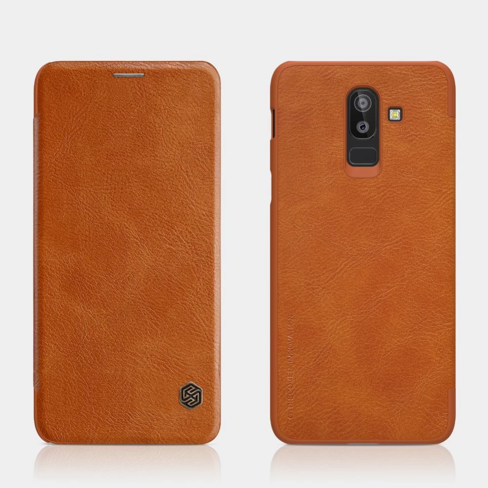Samsung Galaxy J8 (2018) dėklas rudas Nillkin Qin Leather 