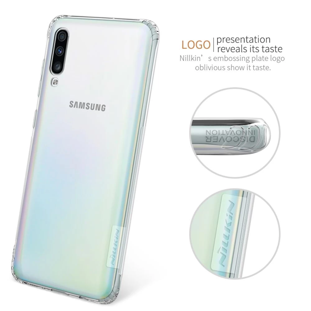 Samsung Galaxy A70 case transparent gray Nillkin TPU 