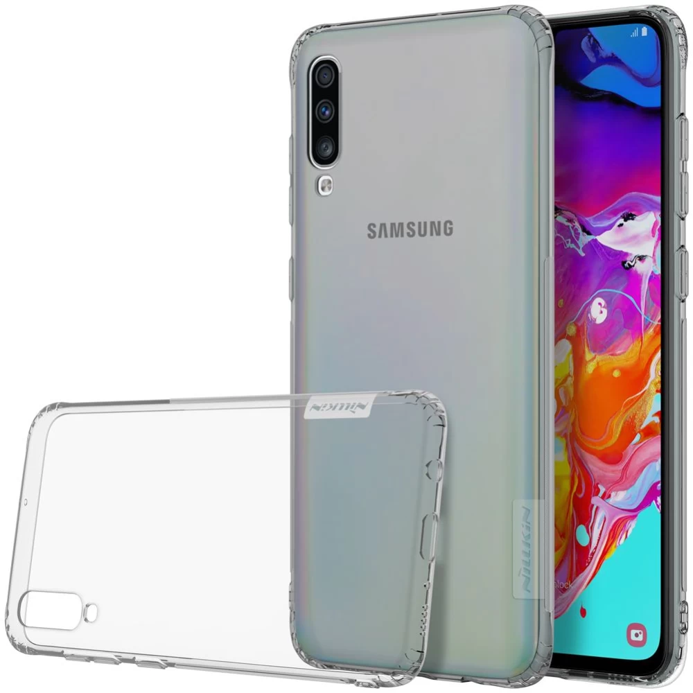 Samsung Galaxy A70 case transparent gray Nillkin TPU 