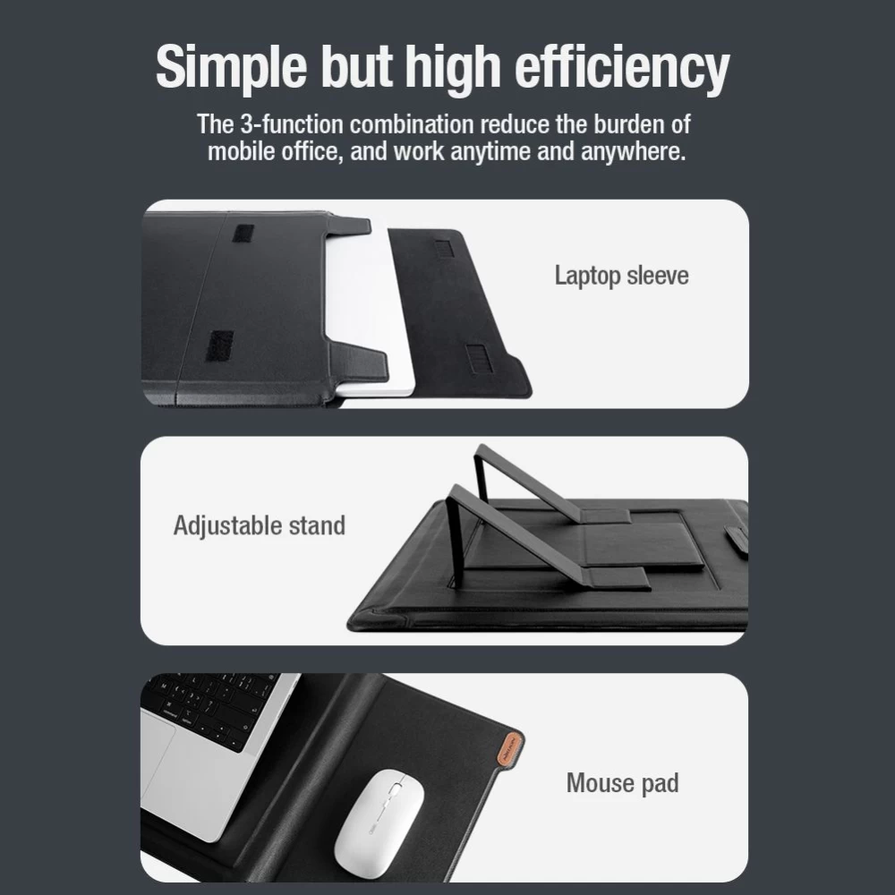 Apple MacBook Nillkin Versatile Plus Laptop Sleeve Macbook 15.6-16.1 (Vegan Leather) suojakuori, suojakotelo sininen