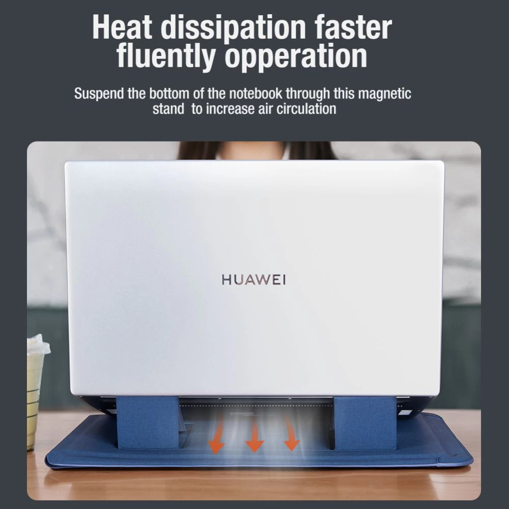 Apple MacBook Nillkin Versatile Plus Laptop Sleeve Macbook 15.6-16.1 (Vegan Leather) suojakuori, suojakotelo sininen