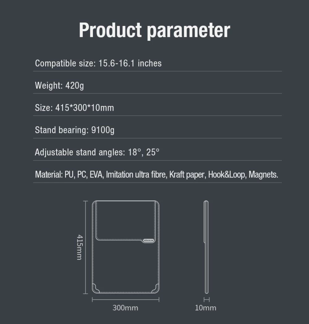 Apple MacBook Nillkin Versatile Plus Laptop Sleeve Macbook 15.6-16.1 (Vegan Leather) suojakuori, suojakotelo sininen