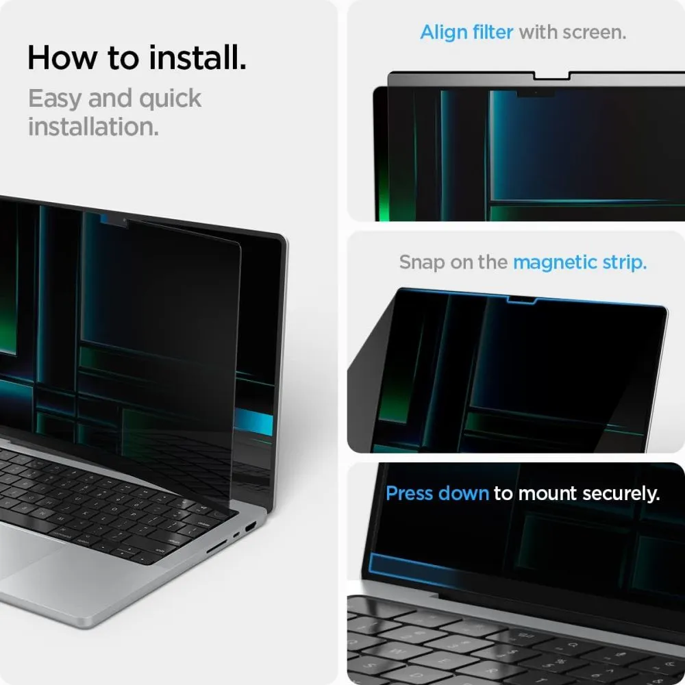 Apple MacBook ekrāna aizsargs  SPIGEN SAFE VIEW PRIVACY Macboom Pro 14 M1 / M2 M3 M4 M5 (2021-2025)