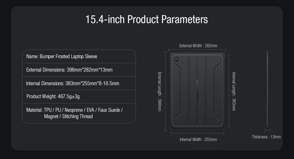 Apple MacBook чехол для телефона черный NILLKIN BUMPER FROSTED LAPTOP SLEEVE 16