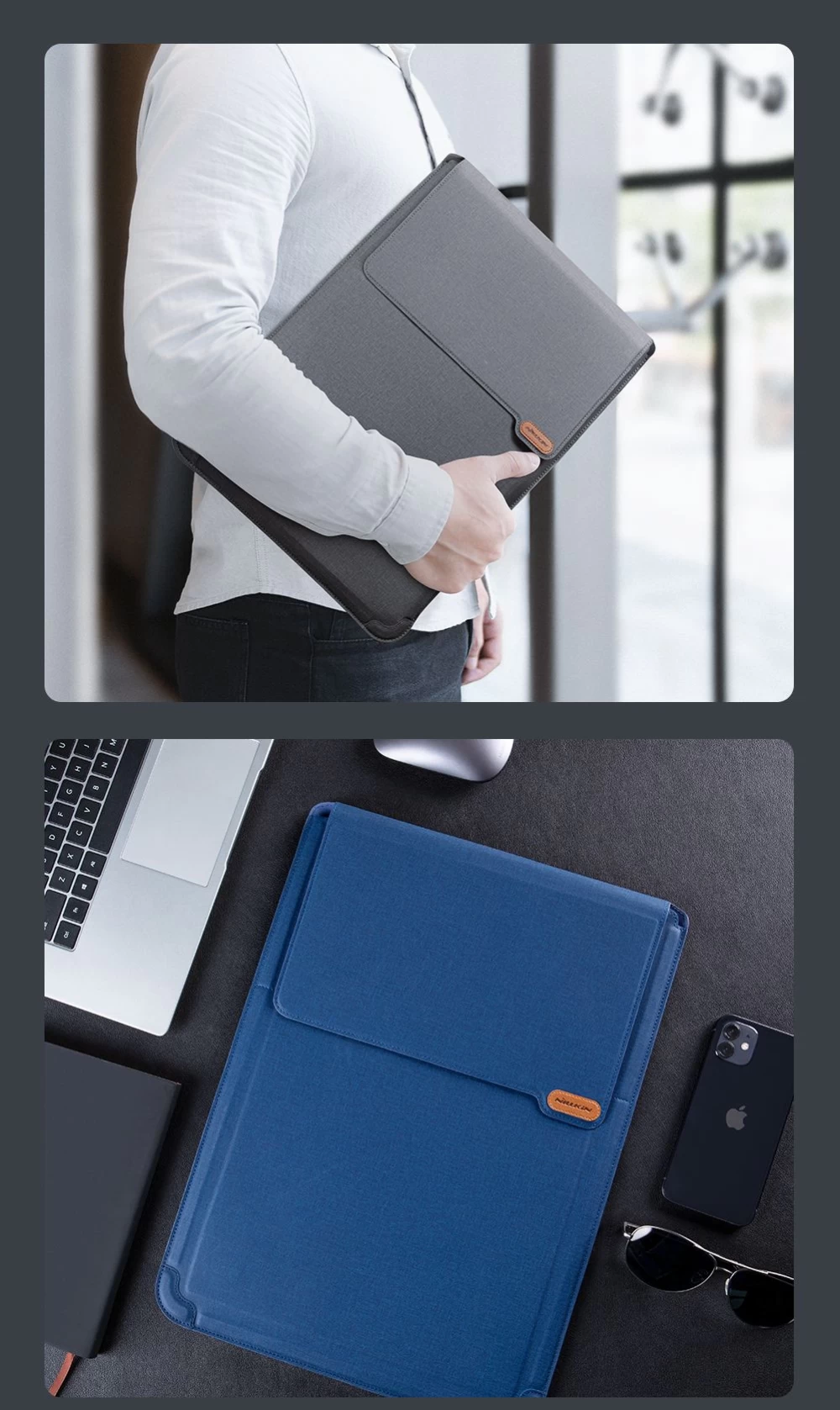Apple MacBook Sülearvuti ümbris sinine Nillkin Versatile Plus Laptop Sleeve Macbook 15.6-16.1 (Vegan Leather)