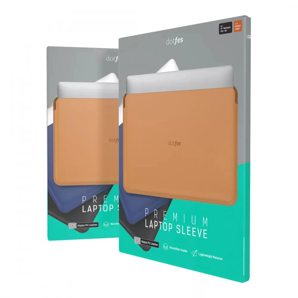 Apple MacBook telefono dėklas rudas DOTFES L03 Premium PU Leather Laptop Sleeve  15
