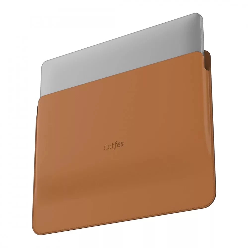 Apple MacBook telefono dėklas rudas DOTFES L03 Premium PU Leather Laptop Sleeve  15