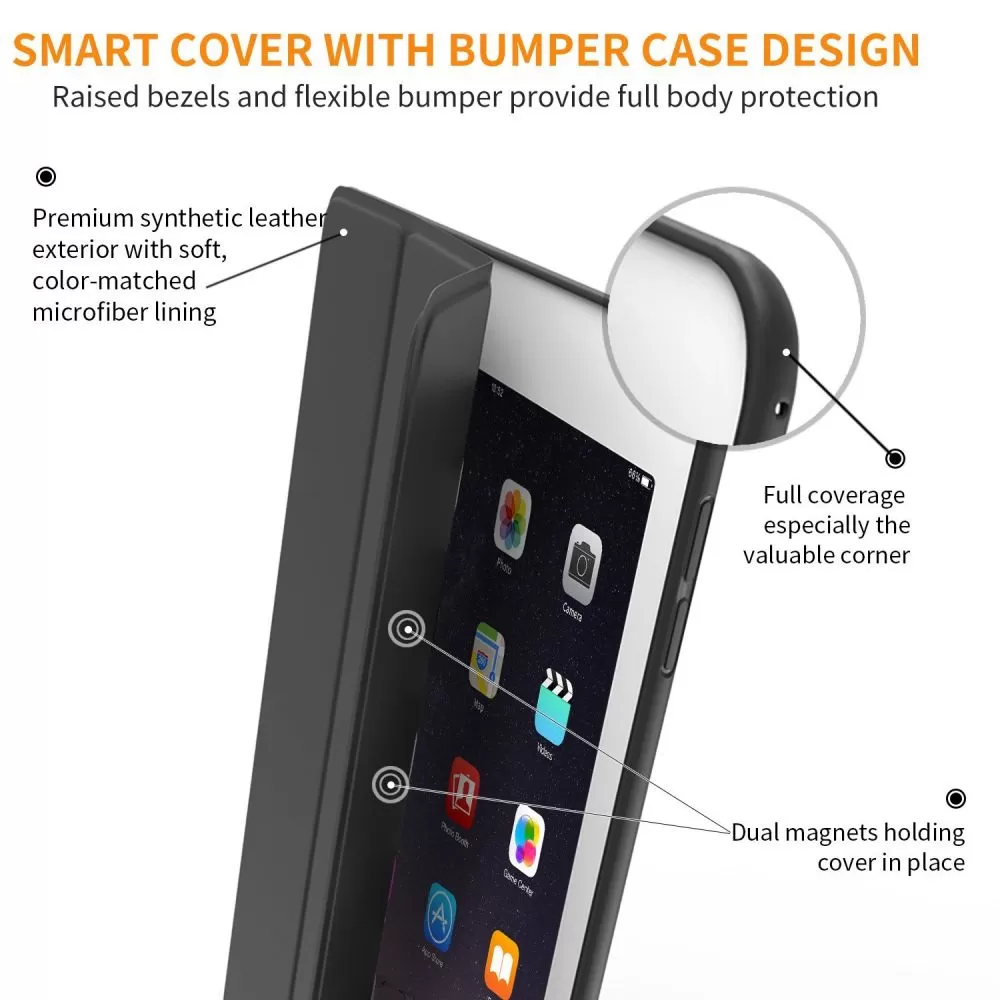 Apple iPad 9.7 (2017/2018) tablet skal, fodral svart TECH-PROTECT SMARTCASE 2017/2018