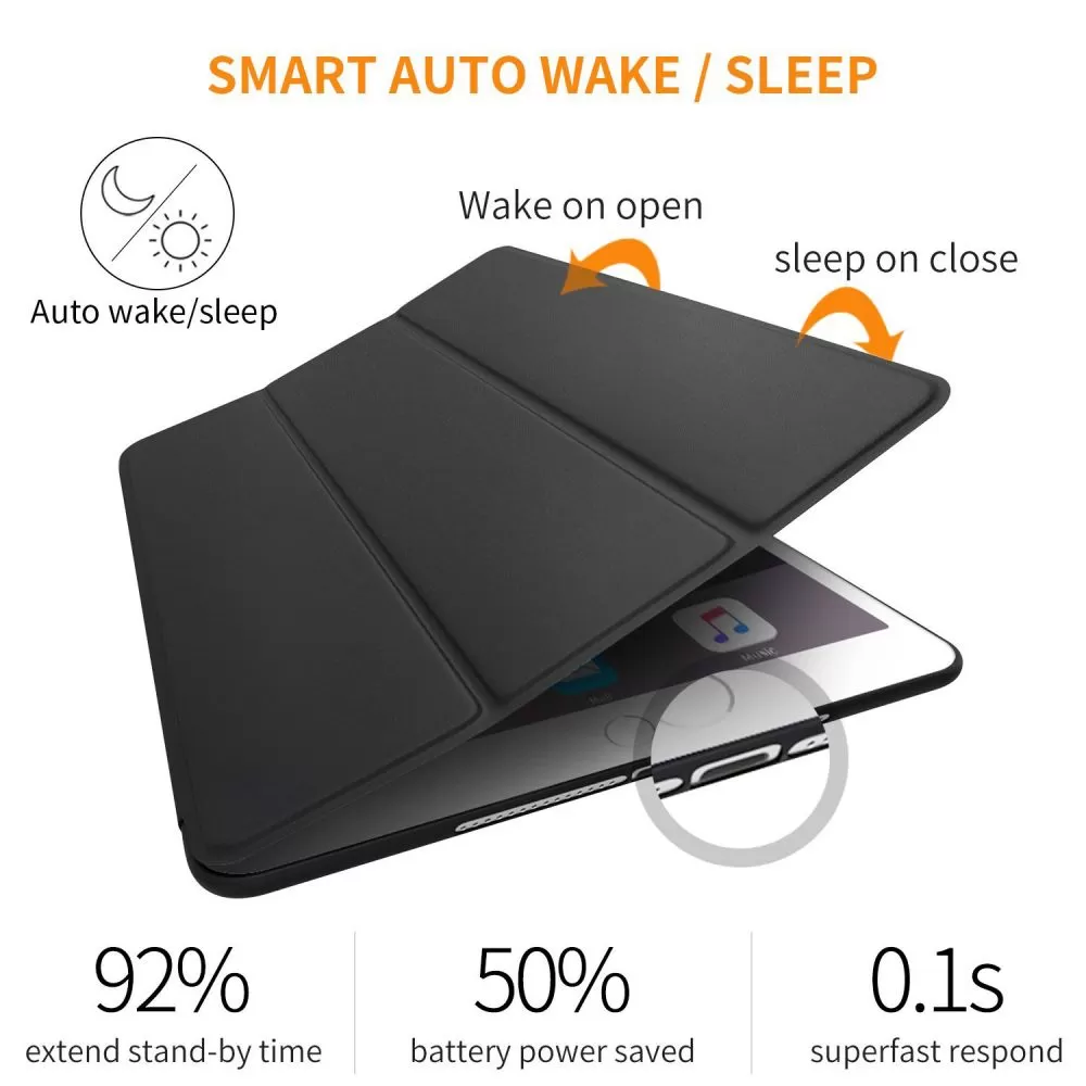 Apple iPad 9.7 (2017/2018) tablet skal, fodral svart TECH-PROTECT SMARTCASE 2017/2018