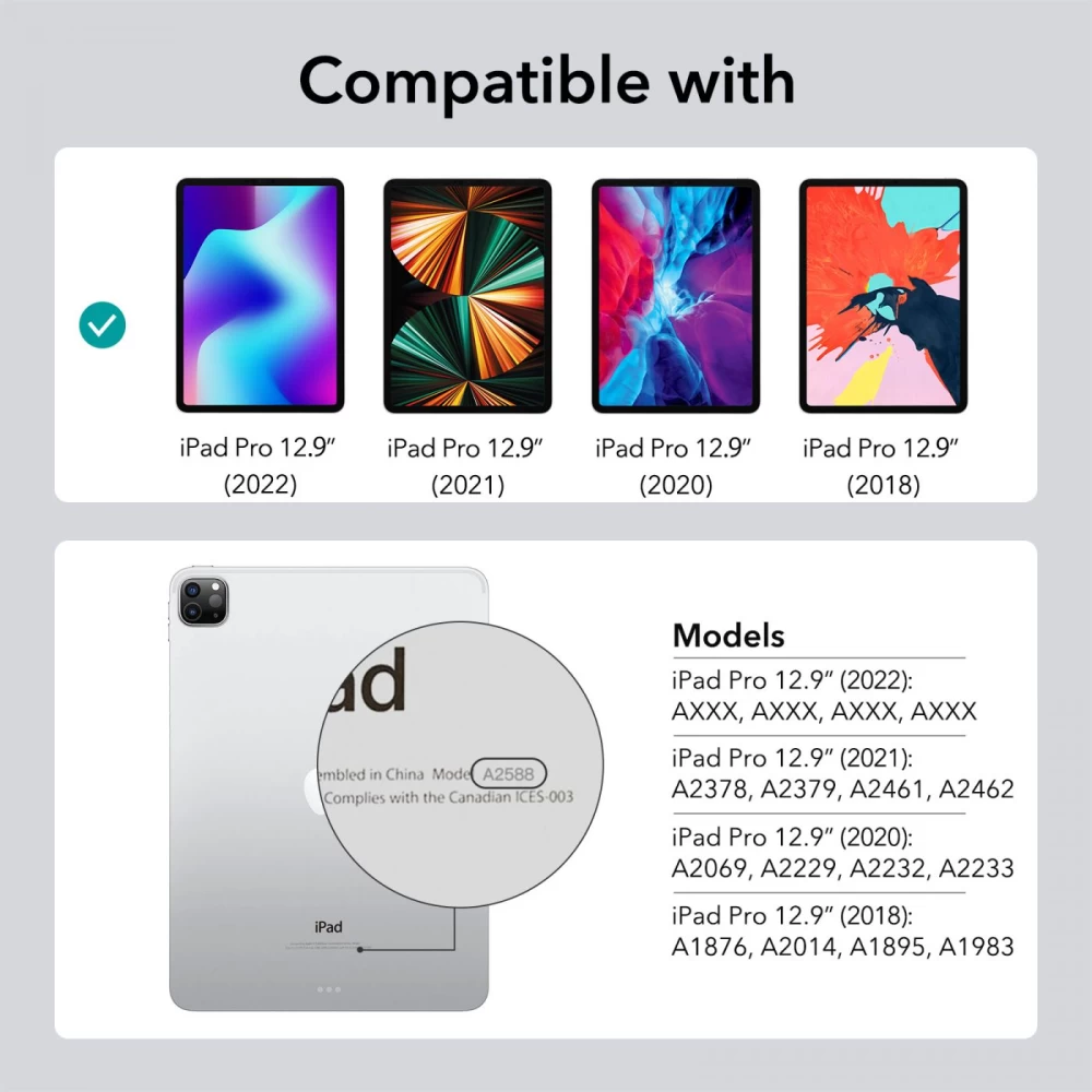 Apple iPad Pro 12.9 (2018) tahvelarvuti ekraani kaitseklaas  ESR TEMPERED GLASS (2-pack)