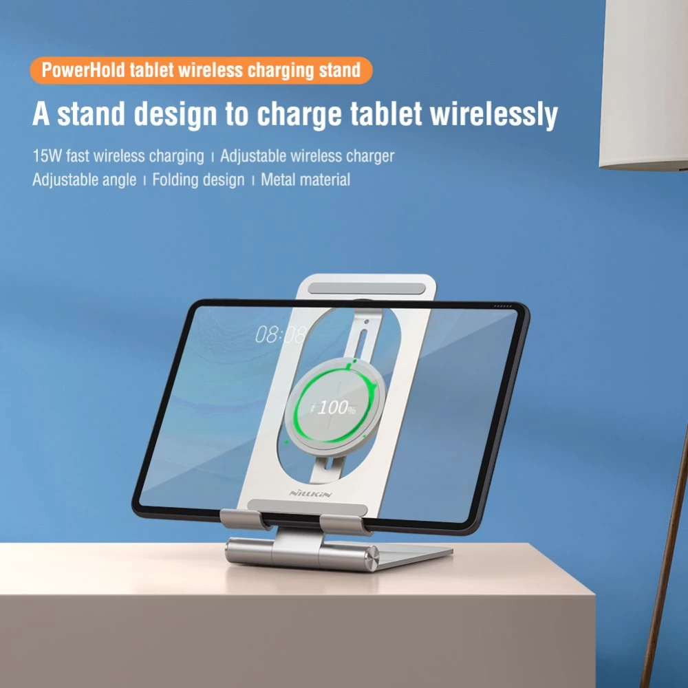 Juhtmeta laadija  Nillkin PowerHold Tablet Wireless Charging Stand hõbe