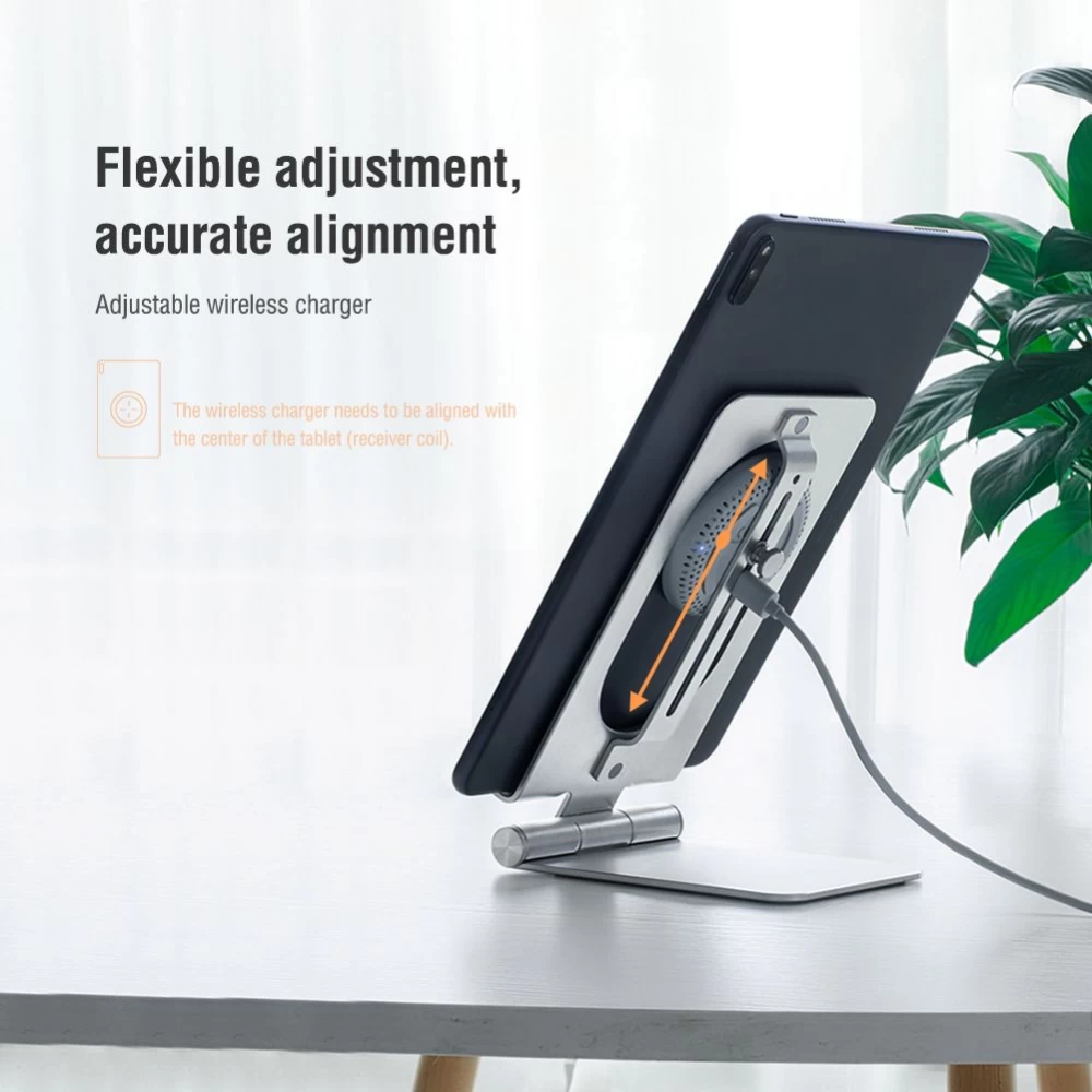 Juhtmeta laadija  Nillkin PowerHold Tablet Wireless Charging Stand hõbe