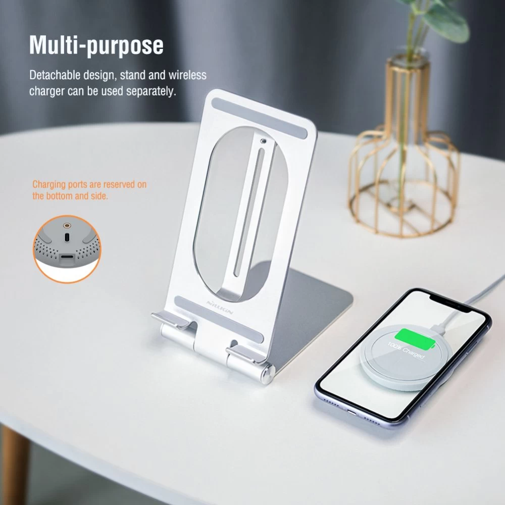 Juhtmeta laadija  Nillkin PowerHold Tablet Wireless Charging Stand hõbe
