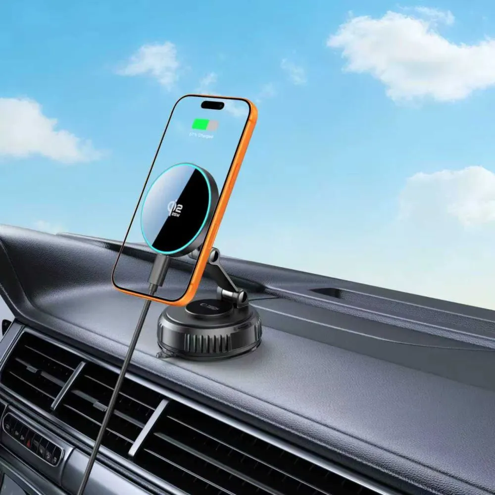 Bezvadu lādētājs  TECH-PROTECT MM25W-V8 QI2.2 MAGNETIC MAGSAFE WINDSHIELD & DASHBOARD CAR MOUNT WIRELESS CHARGER 25W