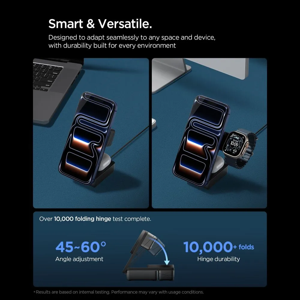 Bezvadu lādētājs  SPIGEN EF323MQ ESSENTIAL 3IN1 MAGNETIC MAGSAFE WIRELESS CHARGER 25W QI2.2 Telefonu aksesuāri