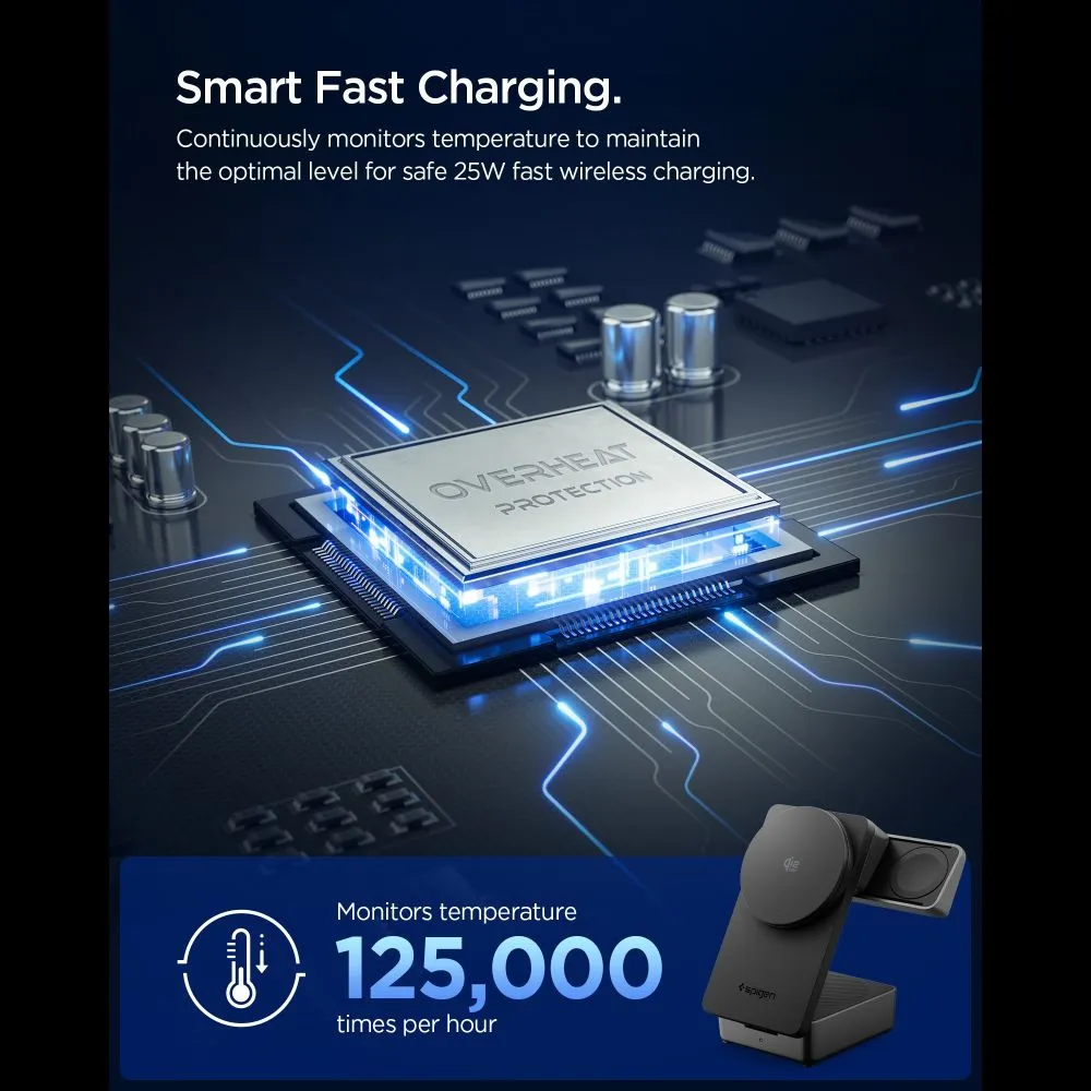 Bezvadu lādētājs  SPIGEN EF323MQ ESSENTIAL 3IN1 MAGNETIC MAGSAFE WIRELESS CHARGER 25W QI2.2 Telefonu aksesuāri