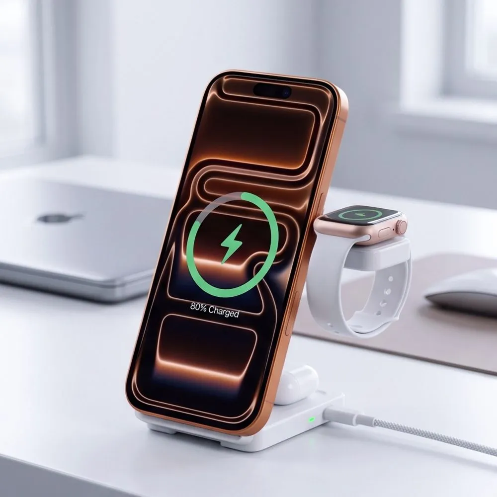 Bezvadu lādētājs TECH-PROTECT A56 3IN1 MAGNETIC MAGSAFE WIRELESS CHARGER 25W QI2.2 Viedierīču