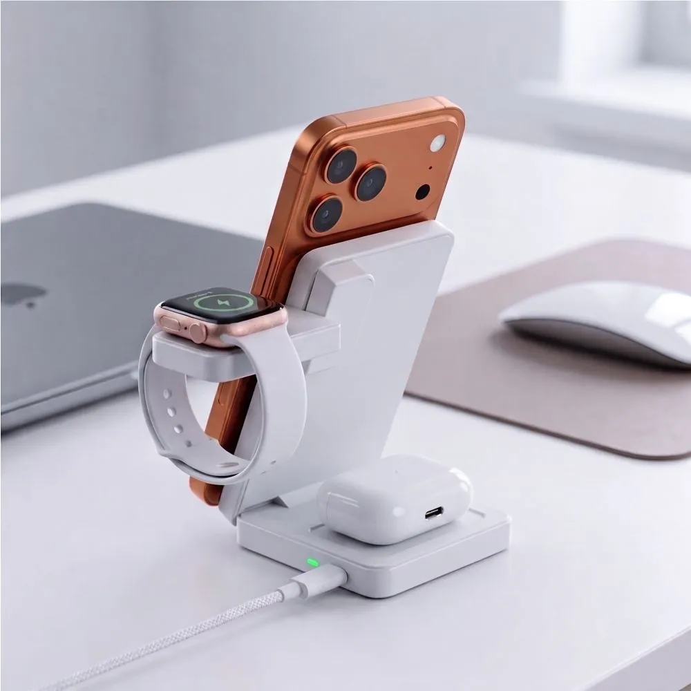 Bezvadu lādētājs TECH-PROTECT A56 3IN1 MAGNETIC MAGSAFE WIRELESS CHARGER 25W QI2.2 Viedierīču