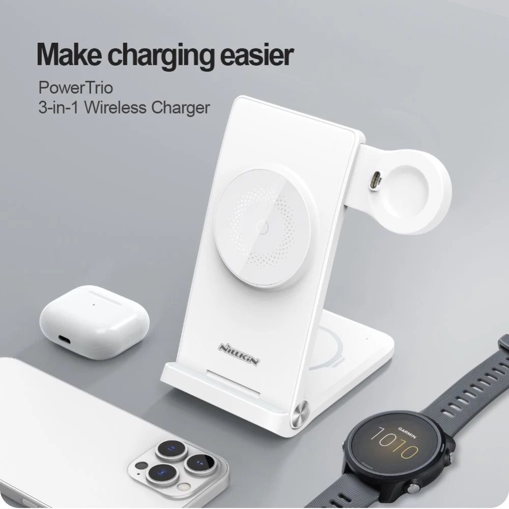 Wireless chargers  Nillkin Power Trio 3in1 Charger Magsafe (Samsung Watch) Magnetic Version white