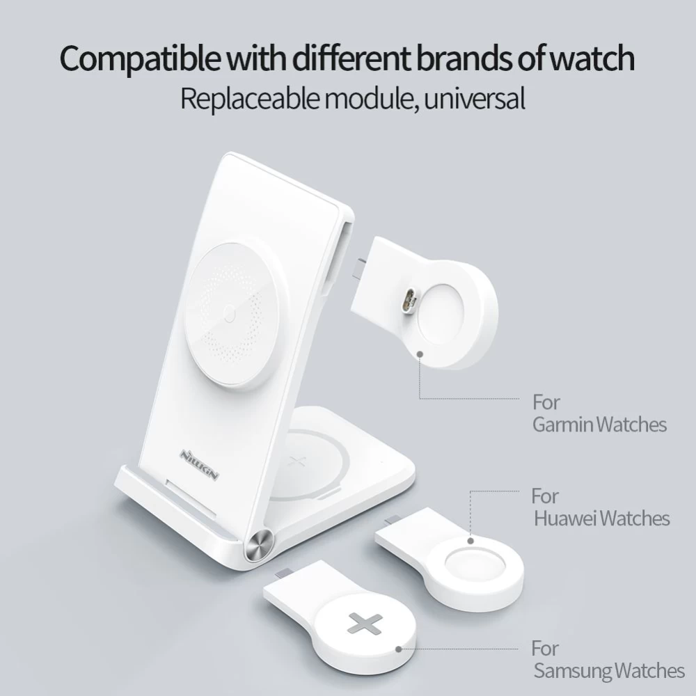 Wireless chargers  Nillkin Power Trio 3in1 Charger Magsafe (Samsung Watch) Magnetic Version white