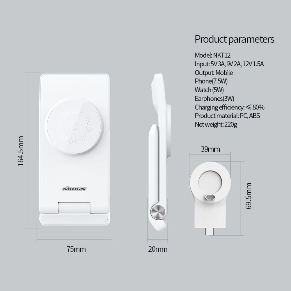 Wireless chargers  Nillkin Power Trio 3in1 Charger Magsafe (Samsung Watch) Magnetic Version white
