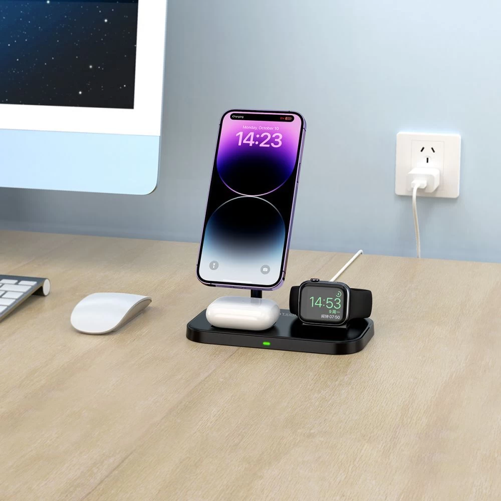 Wireless chargers  TECH-PROTECT QI15W A22 3IN1 MAGNETIC MAGSAFE WIRELESS CHARGER white