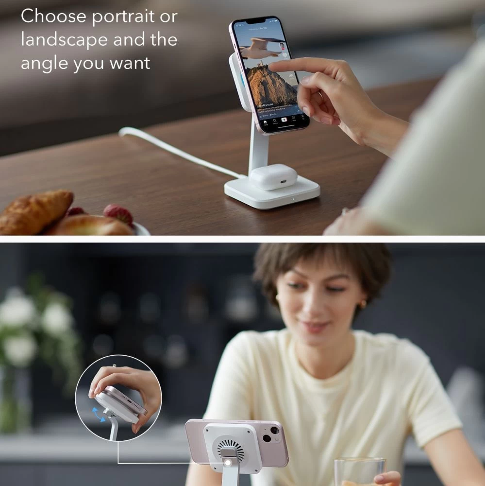 Wireless chargers  ESR HALOLOCK 2IN1 CRYOBOOST MAGNETIC MAGSAFE WIRELESS CHARGER white