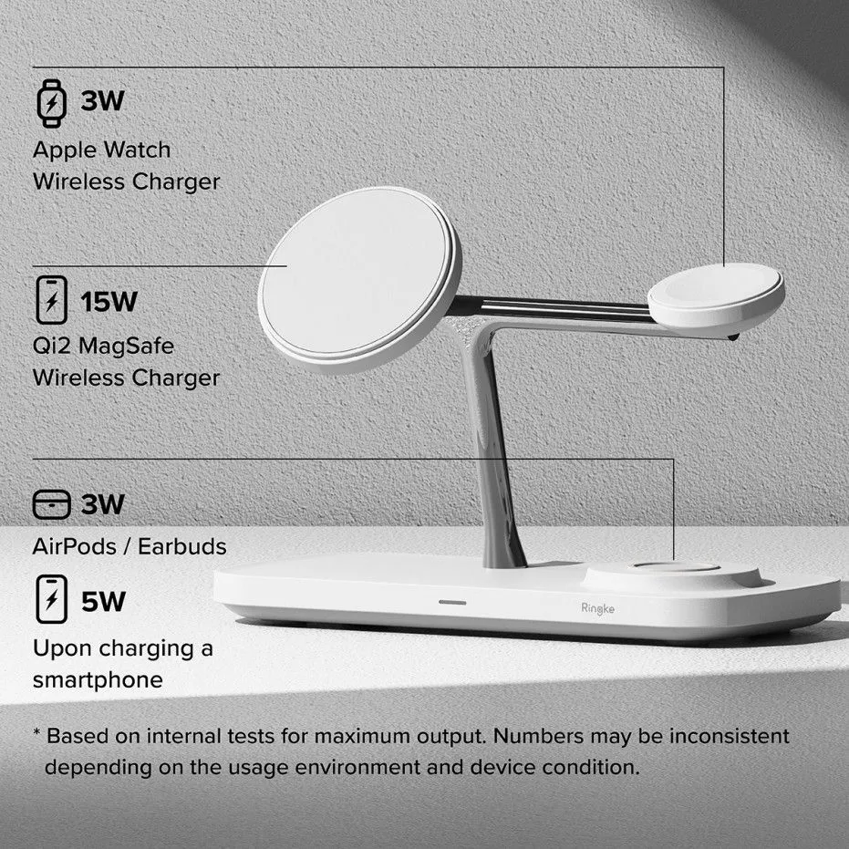 Wireless chargers  RINGKE 3IN1 QI2 MAGNETIC MAGSAFE WIRELESS CHARGER white