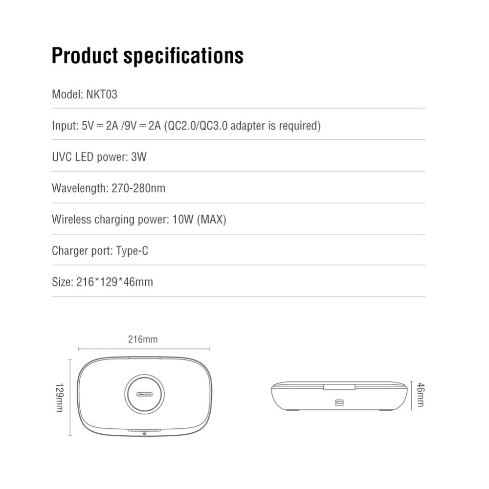 Wireless chargers  Nillkin FlashPure UV Sanitizing Box w Charger white