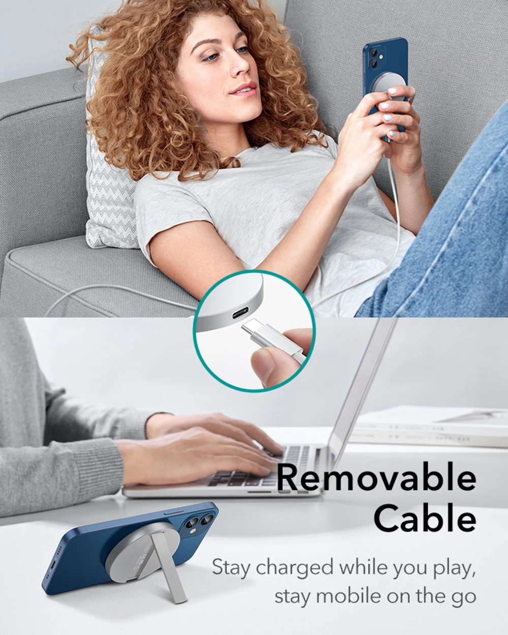 Беспроводные зарядные устройства  ESR HaloLock Kickstand Magnetic Wireless Charger белый