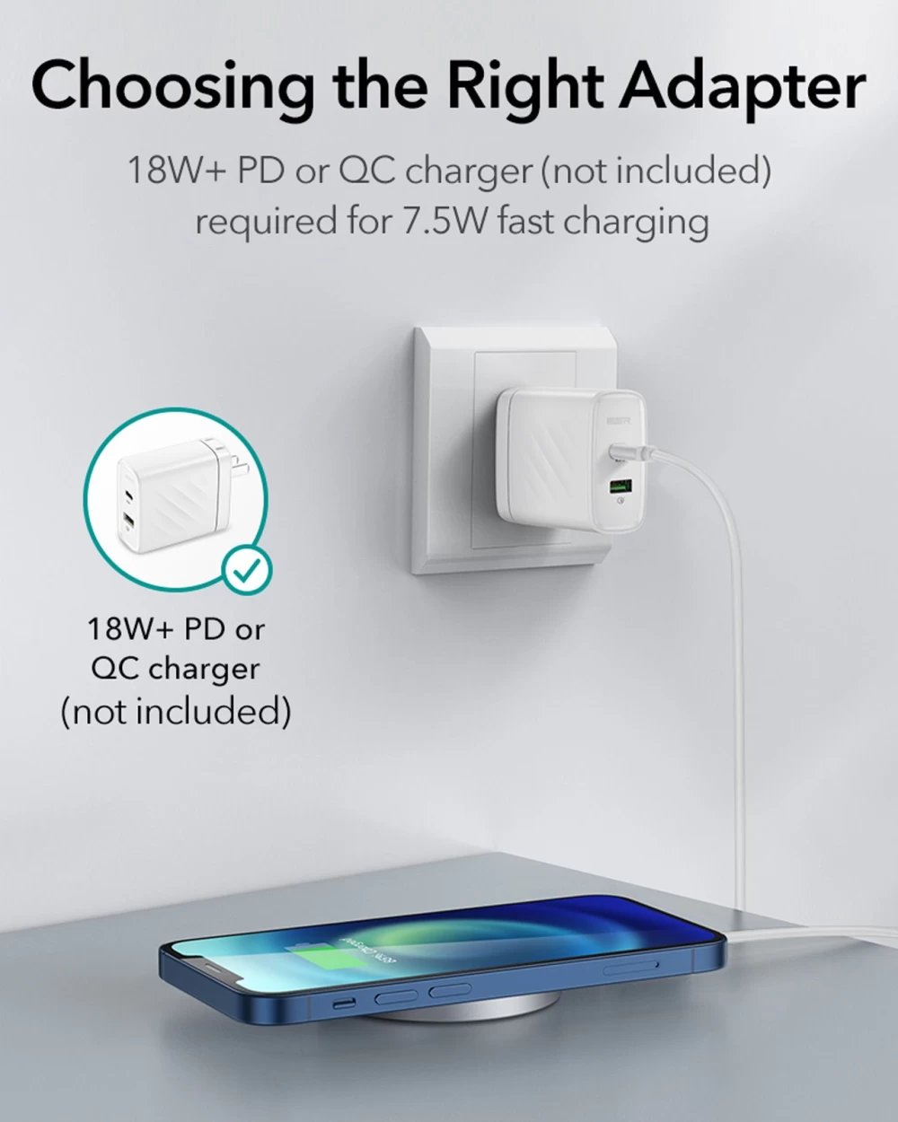 Беспроводные зарядные устройства  ESR HaloLock Kickstand Magnetic Wireless Charger белый
