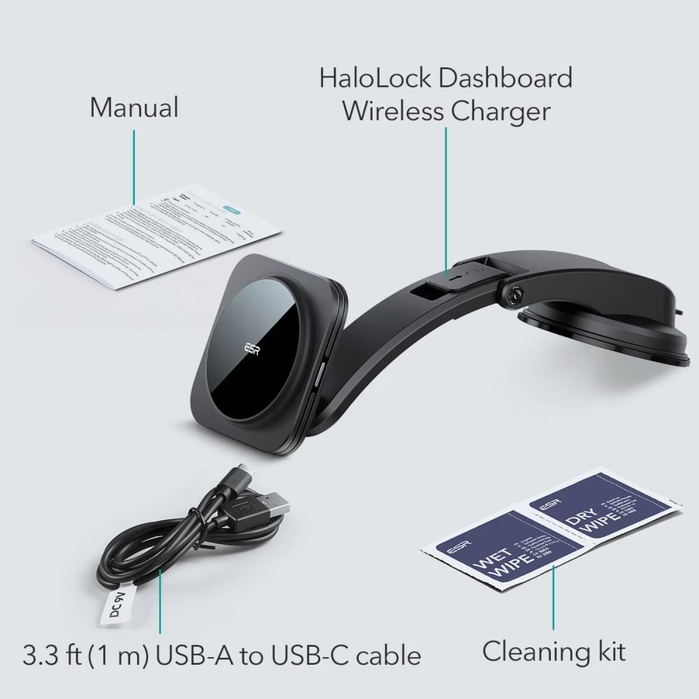 Wireless chargers  ESR HALOLOCK MAGNETIC MAGSAFE DASHBOARD WIRELESS CHARGER black