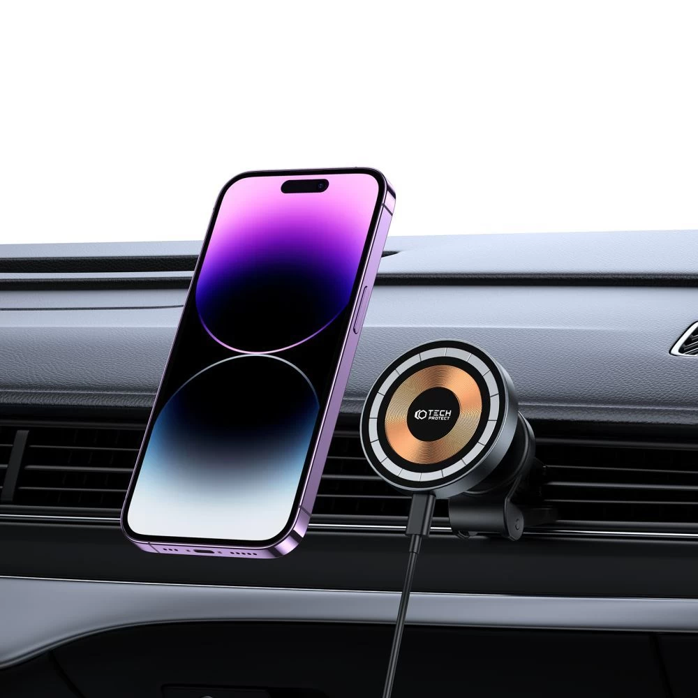 Беспроводные зарядные устройства  TECH-PROTECT MM15W-V5 MAGNETIC MAGSAFE VENT CAR MOUNT WIRELESS CHARGER 15W черный